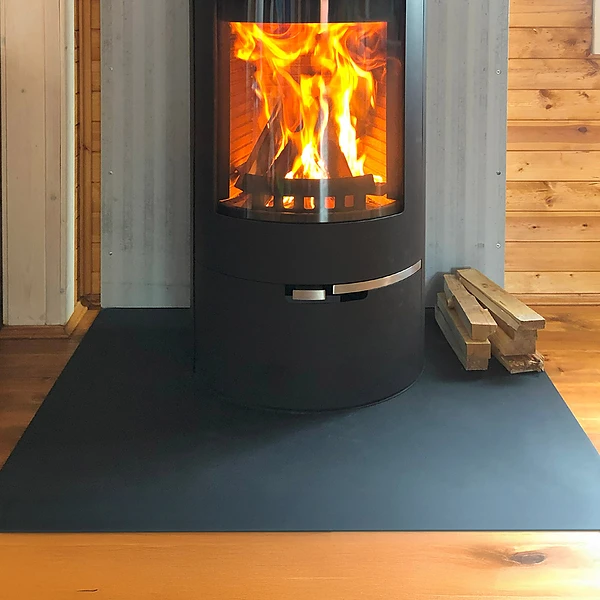 Rectangular black steel hearth pad for fireplace 39x31 in