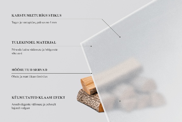 Rectangular translucent glass hearth 39x19 in (100x50 cm)