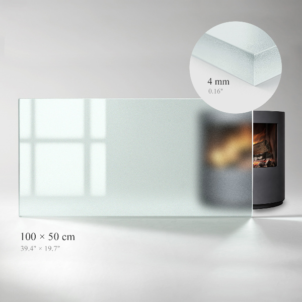 Rectangular translucent glass hearth 39x19 in (100x50 cm)