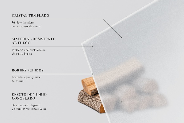 Rectangular translucent glass hearth 39x27 in (100x70 cm)