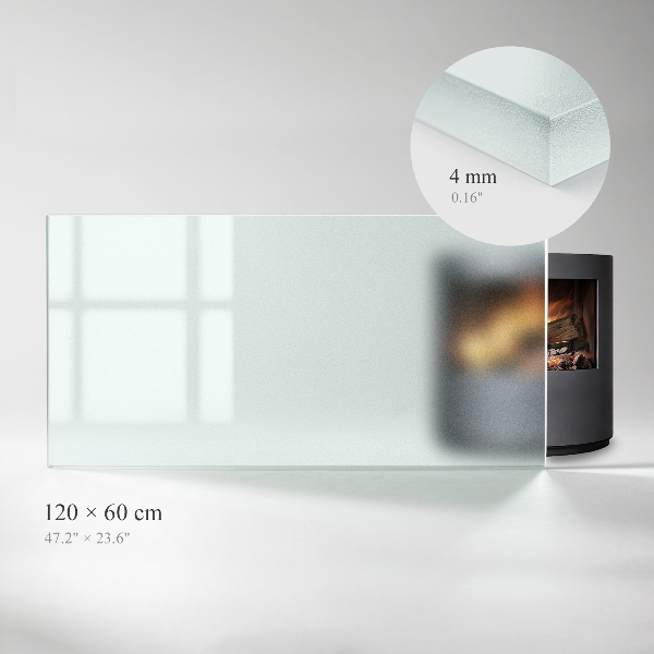 Rectangular translucent glass hearth 47x23 in (120x60 cm)