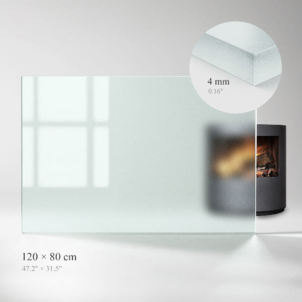 Rectangular translucent glass hearth 47x31 in (120x80 cm)