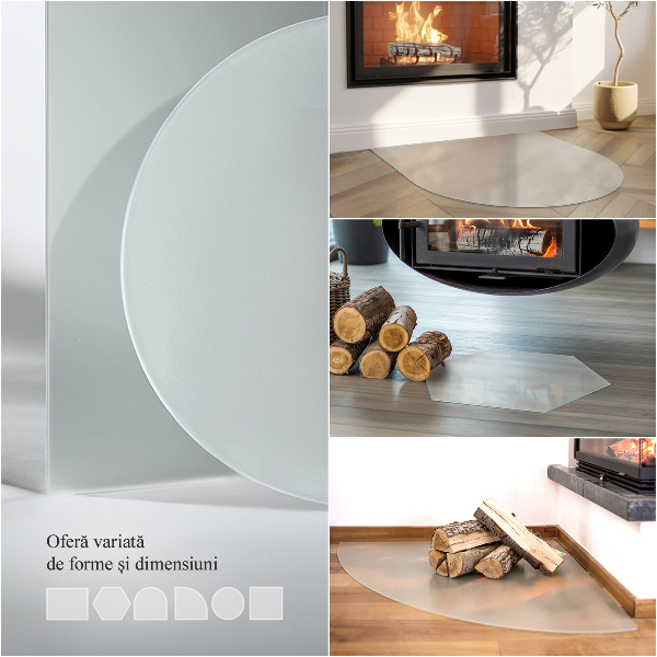 Rectangular translucent glass hearth 49x19 in (125x50 cm)