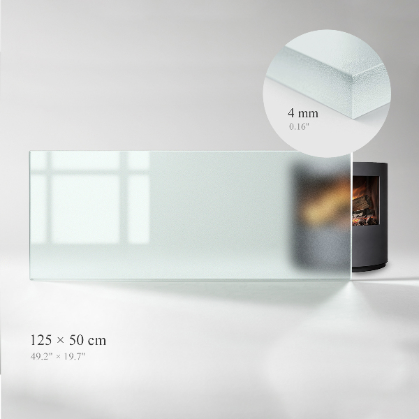 Rectangular translucent glass hearth 49x19 in (125x50 cm)