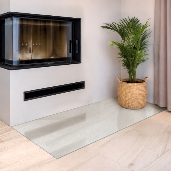 Rectangular translucent glass hearth 55x27 in (140x70 cm)