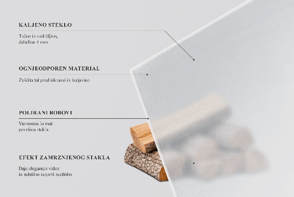 Rectangular translucent glass hearth 23x15 in (60x40 cm)