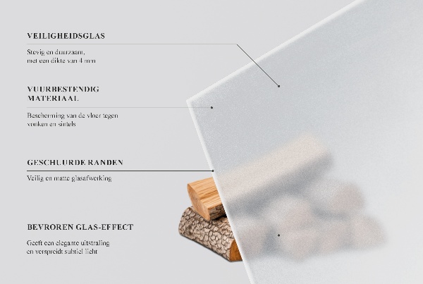 Rectangular translucent glass hearth 23x15 in (60x40 cm)