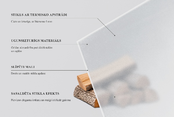 Rectangular translucent glass hearth 23x15 in (60x40 cm)