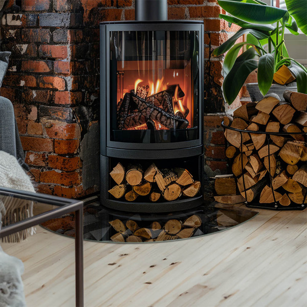 Quarter-circle tempered glass hearth Three-dimensional geometry