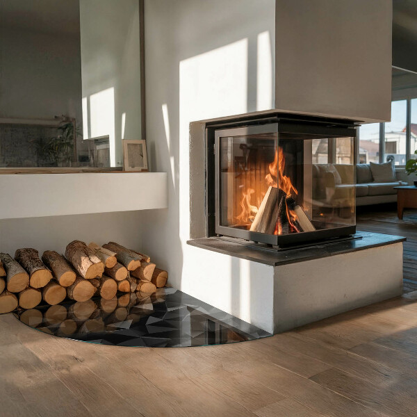 Quarter-circle tempered glass hearth Three-dimensional geometry