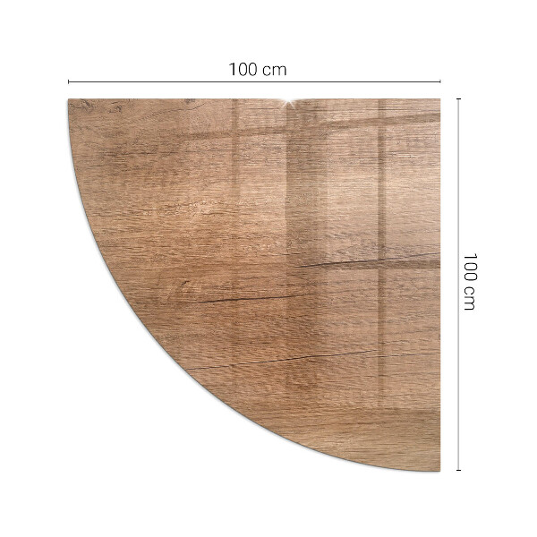 Quarter-circle glass hearth plate Natural wood pattern
