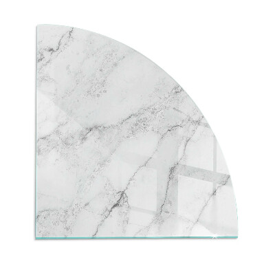 Quarter-circle glass hearth plate Marble pattern with veins