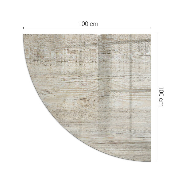 Quarter-circle tempered glass hearth Light wood texture