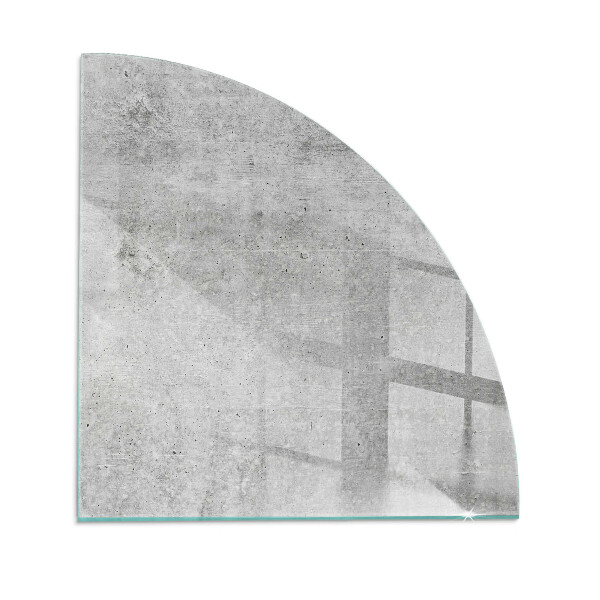 Quarter-circle glass hearth plate Raw concrete texture