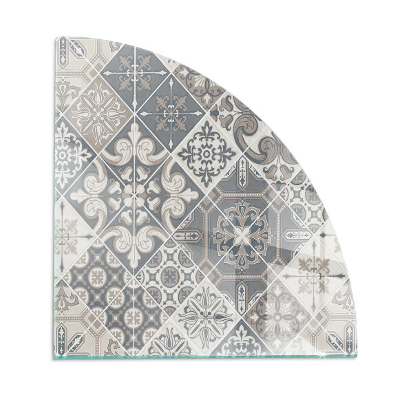 Quarter-circle glass hearth plate Decorative mosaic pattern