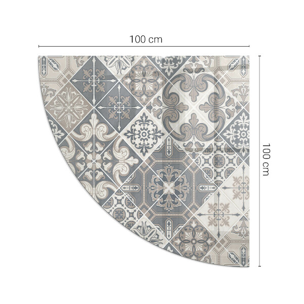 Quarter-circle glass hearth plate Decorative mosaic pattern