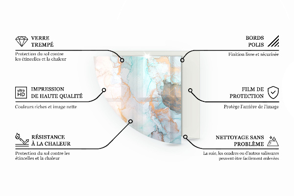 Quarter-circle glass hearth plate Mosaic patterns in tiles