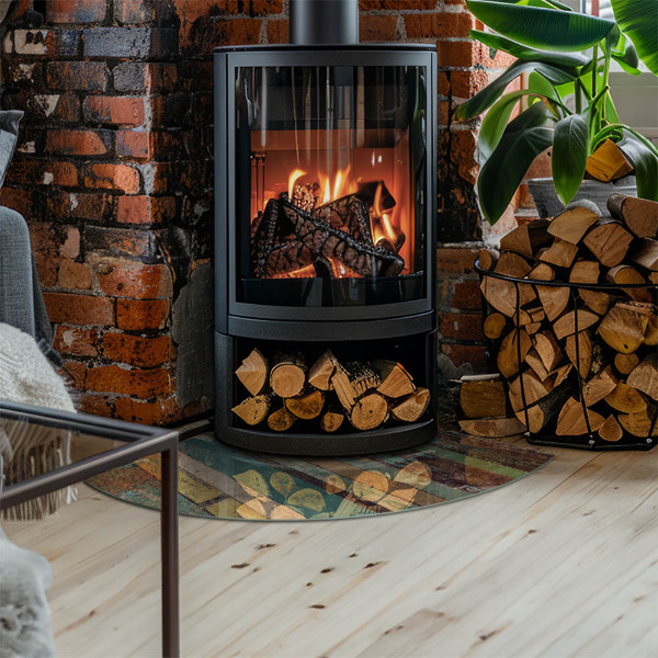 Quarter-circle toughened glass hearths Boards in different shades