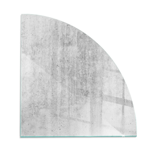Quarter-circle tempered glass hearth Raw concrete texture