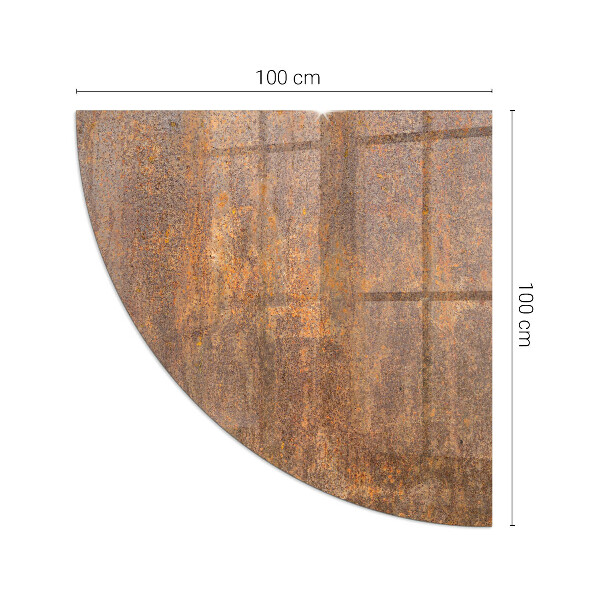 Quarter-circle tempered glass hearth Rust texture on the background