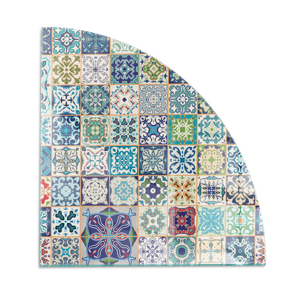 Quarter-circle tempered glass hearth Mosaic patterns on tiles
