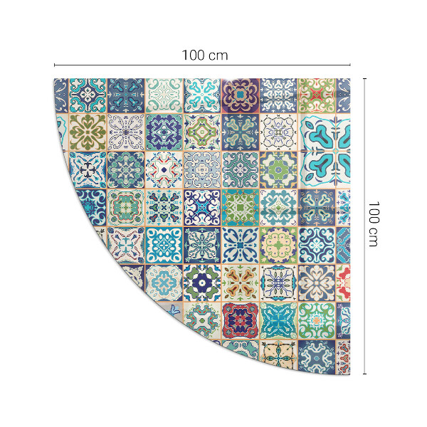 Quarter-circle tempered glass hearth Mosaic patterns on tiles