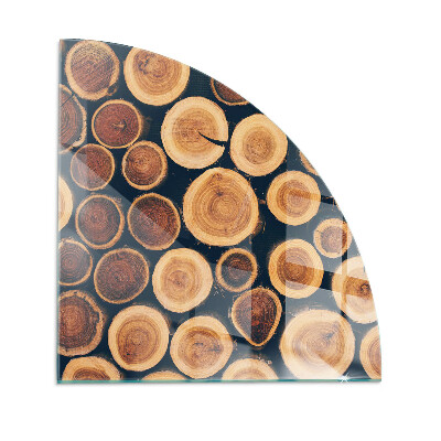 Quarter-circle glass hearth plate Box with cut wood
