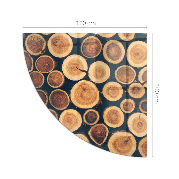 Quarter-circle glass hearth plate Box with cut wood