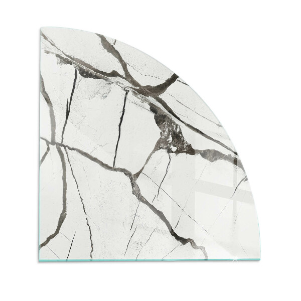 Quarter-circle glass hearth plate Marble Vein Pattern