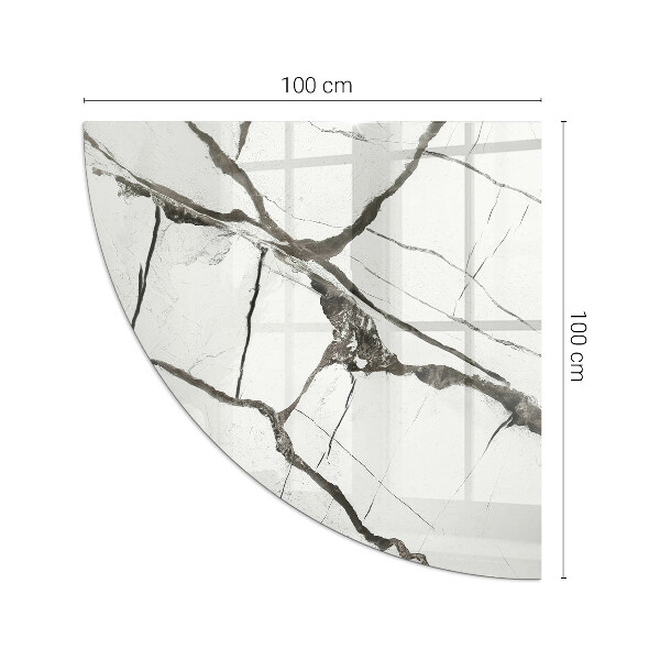 Quarter-circle glass hearth plate Marble Vein Pattern