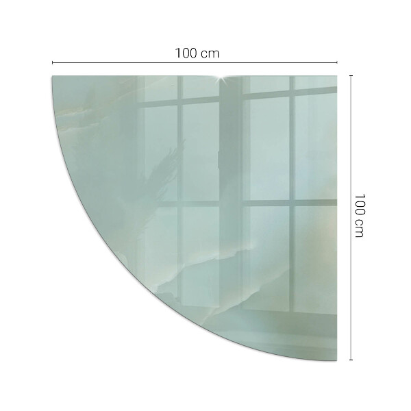 Quarter-circle tempered glass hearth Delicate marble pattern