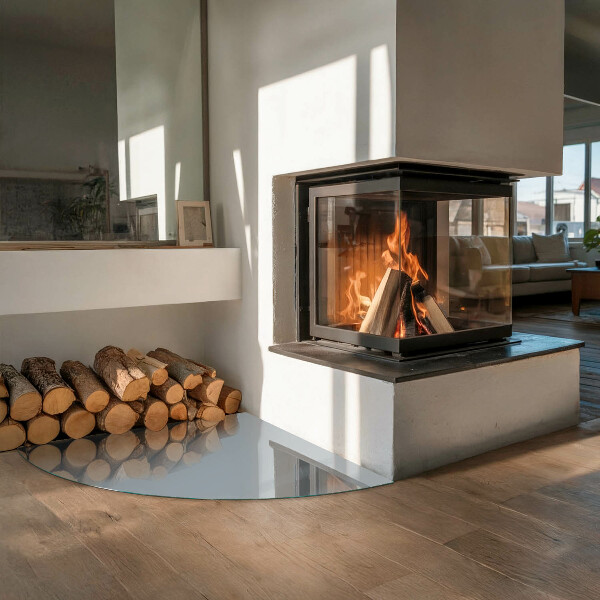 Quarter-circle glass hearth plate Color Gray