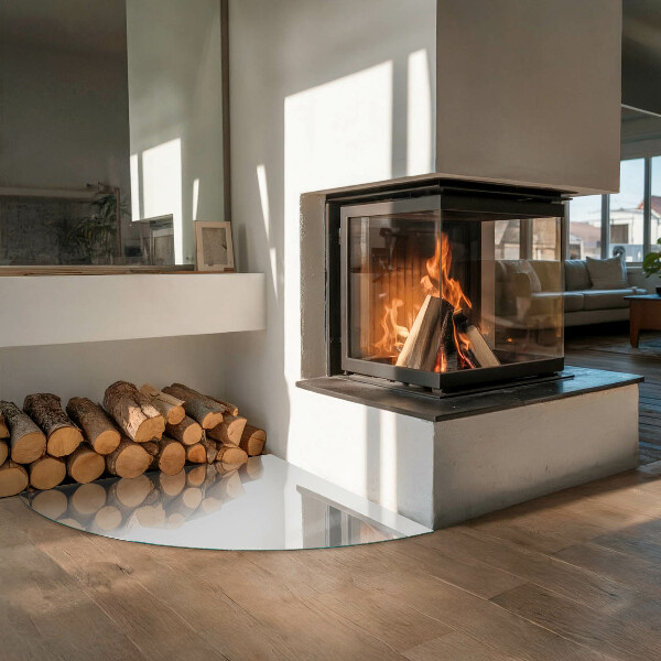 Quarter-circle toughened glass hearths Color Gray