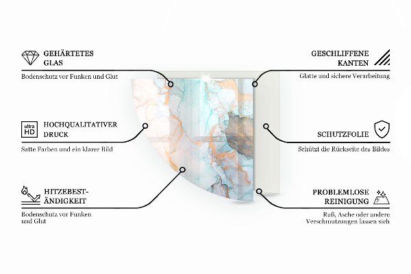 Quarter-circle toughened glass hearths Color White