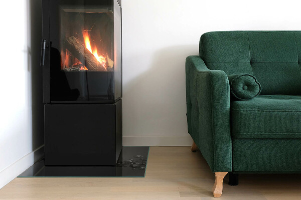 Square glass hearth Abstract cloud of solids