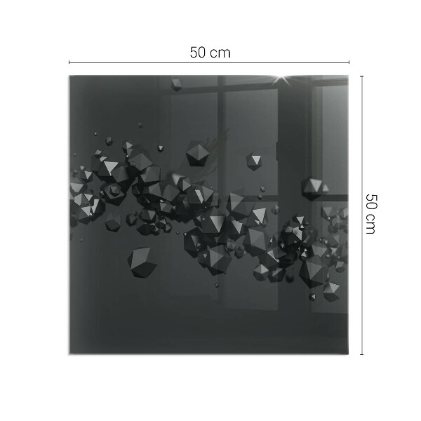 Square glass hearth Abstract cloud of solids