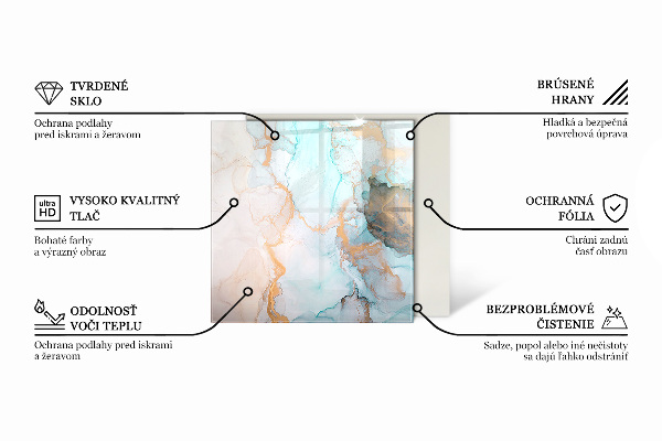 Square glass hearth Natural marble pattern