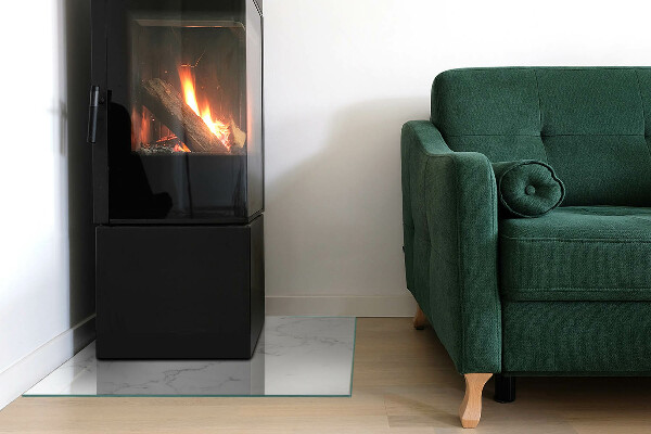 Square glass hearth Marble pattern with veins