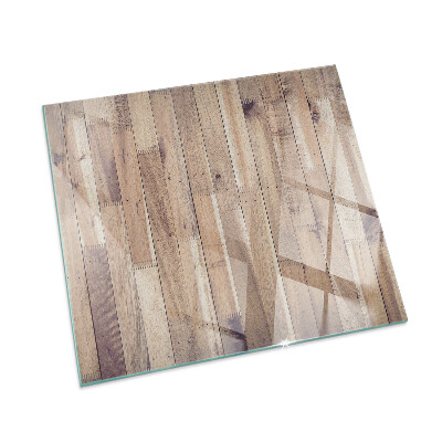 Square glass hearth for wood stove Wooden board in the layout