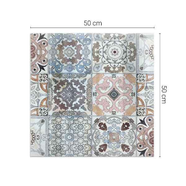 Square glass hearth for wood stove Mosaic patterns in tiles