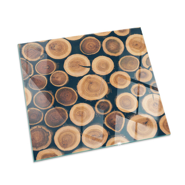 Square glass hearth for wood stove Box with cut wood