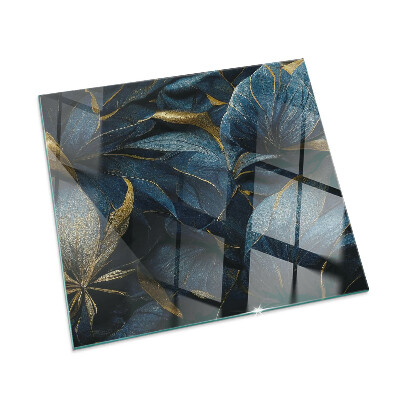 Square glass hearth Elegant leaves in texture