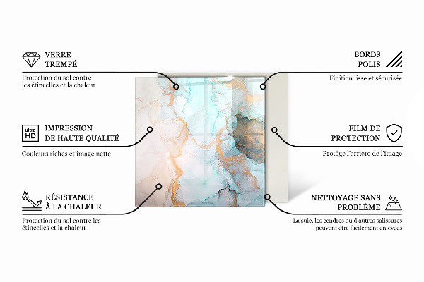 Square glass hearth for log burner Abstract fluid pattern