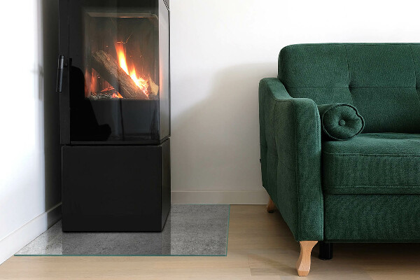 Square glass hearth Raw concrete texture