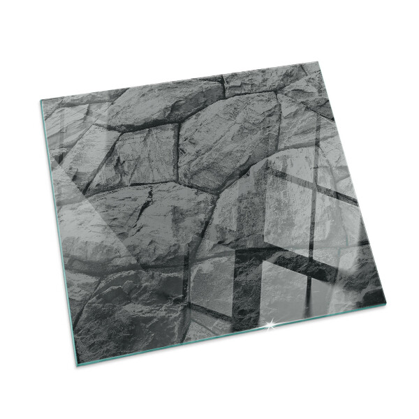 Square glass hearth Natural stone pattern