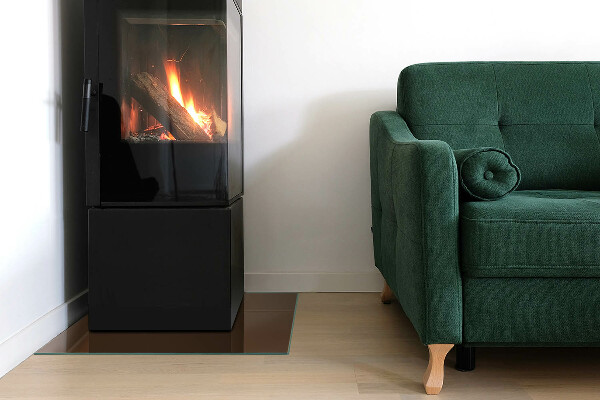 Square glass hearth for log burner Color Brown