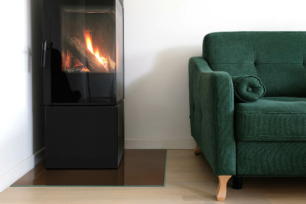 Square glass hearth for log burner Color Brown