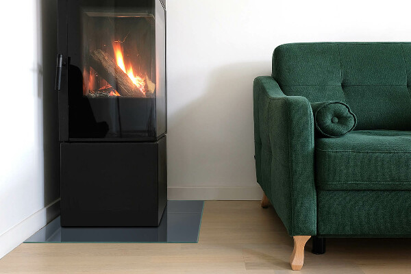 Square glass hearth for wood stove Color Dark Blue