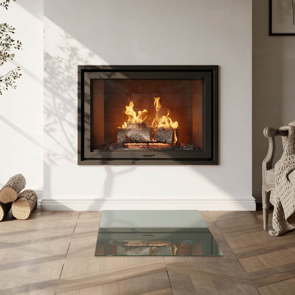 Square glass hearth Olive color