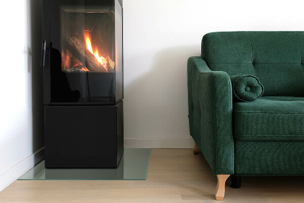 Square glass hearth Gray-green color